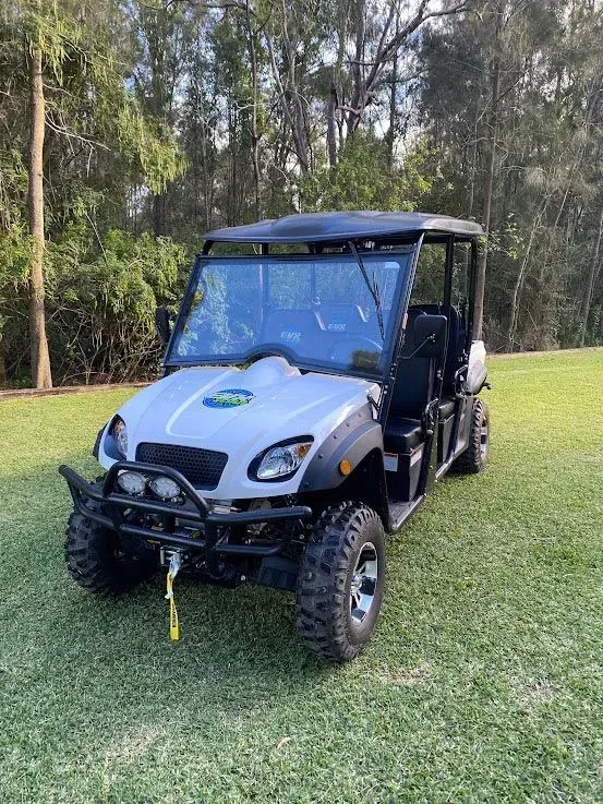 White Off-road Utility Vehicle With Roof — Lift It Equipment in Sydney, NSW