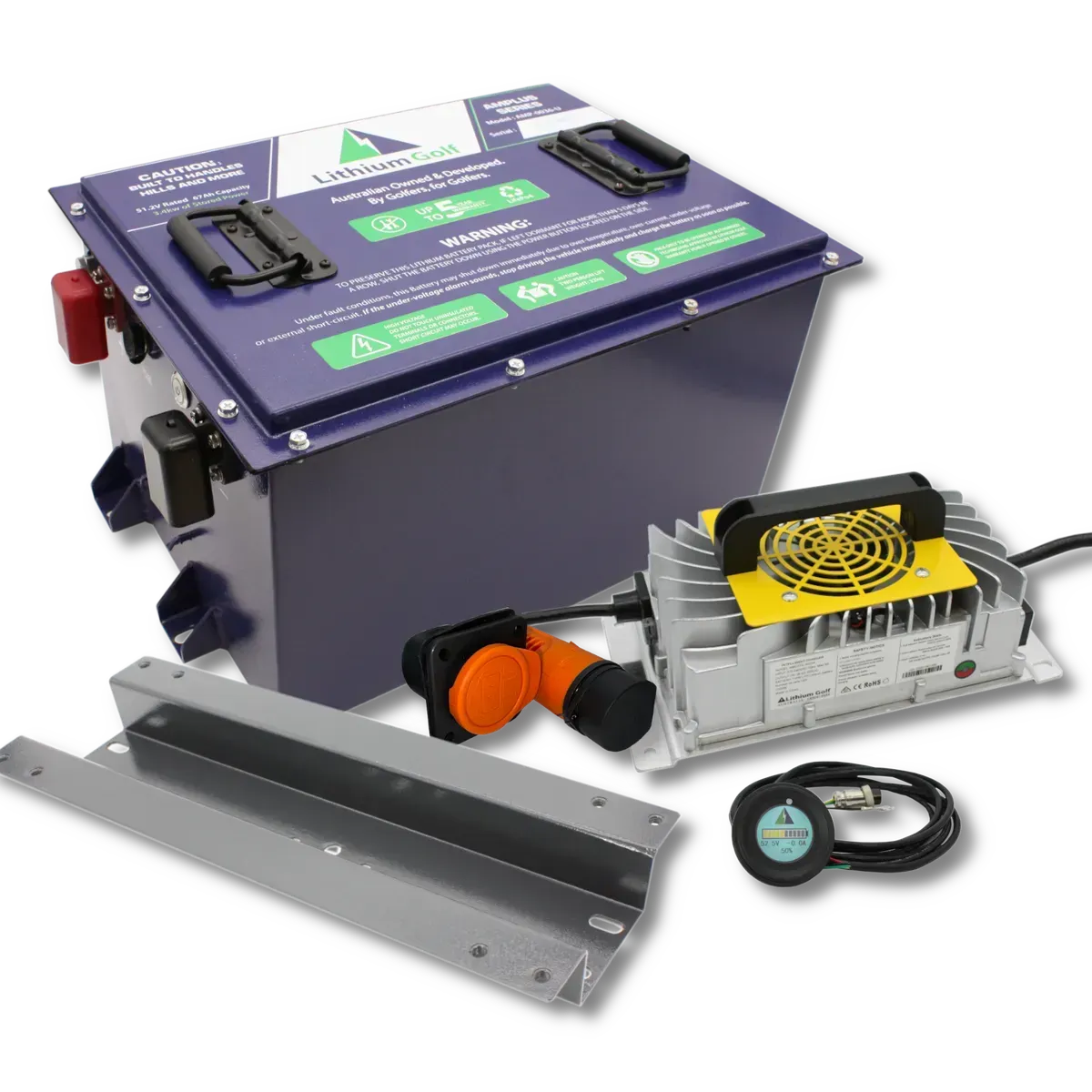 Purple Battery Box With Cables, Metal and Bracket — Lift It Equipment in Tuggerah, NSW