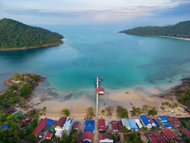 arial shot of M'pai Bay, Koh Rong Sanloem, Cambodia