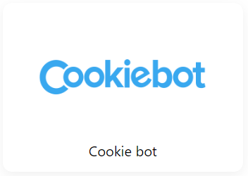 Et blåt logo til cookiebot på en hvid baggrund