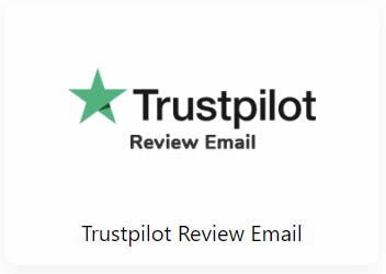 Et logo til trustpilot anmeldelse e-mail med en grøn stjerne.