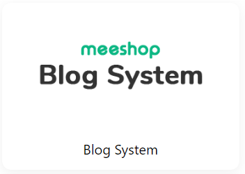 Et logo til Meeshop blog system på en hvid baggrund.