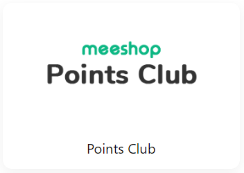 Meeshop points club-logoet er på en hvid baggrund.