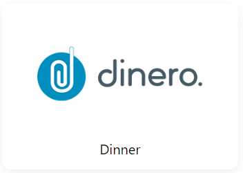 Et logo til dinero middag er vist på en hvid baggrund.