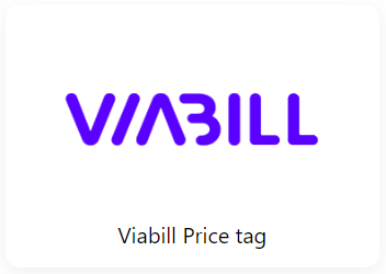 Et lilla og hvidt logo til viabill prisskilt