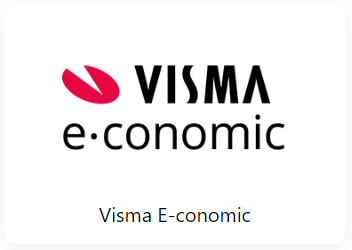 Et logo til visma e-cononic med en rød cirkel