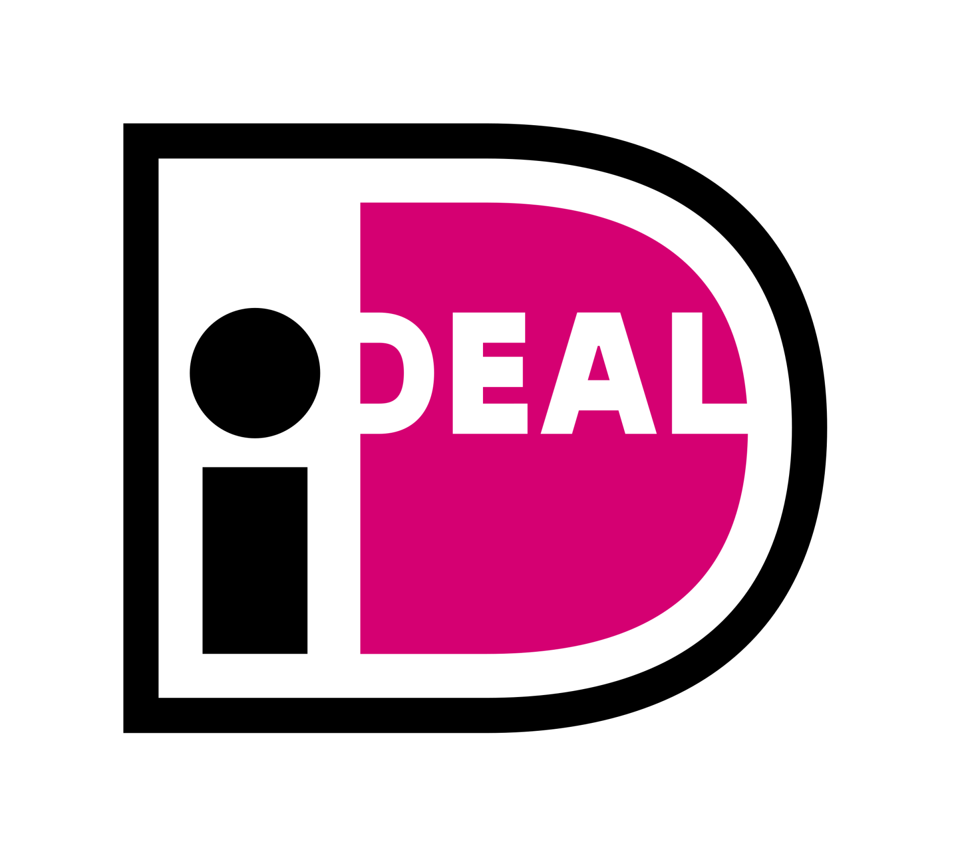 Et pink og sort logo med ordet deal på.