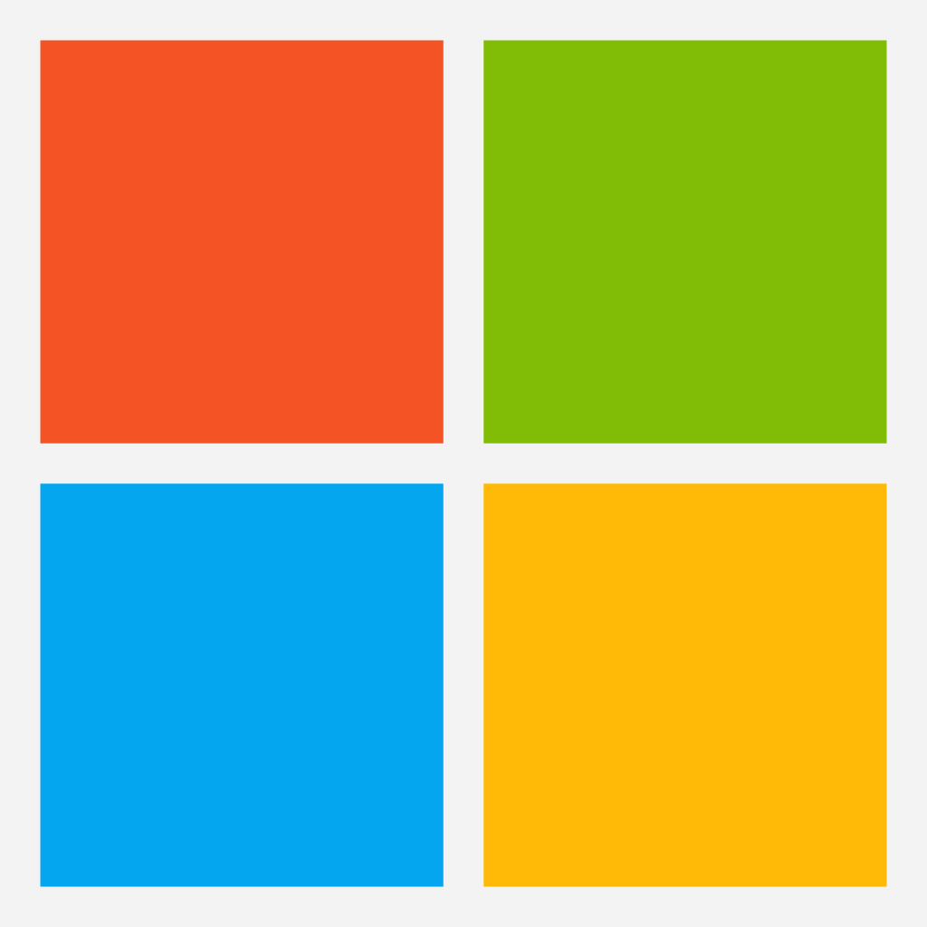 Microsoft-logoet består af fire firkanter i forskellige farver.