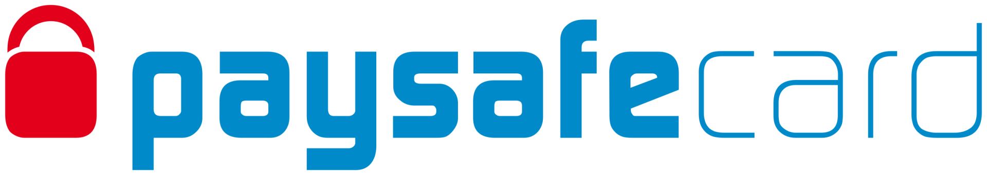 Et paysafecard-logo, der er blåt og rødt