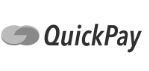 Et sort-hvidt billede af quickpay-logoet.
