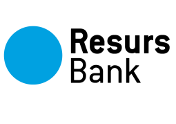 Logoet for ressourcebanken har en blå cirkel i midten.