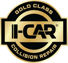 II-CAR Gold Class Collision Repair logo in black and gold circular emblem