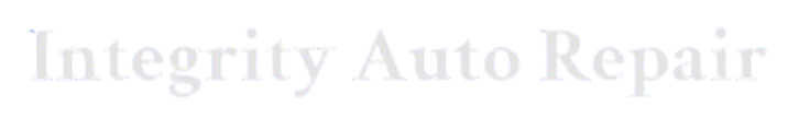 Integrity Auto Repair sign in light gray text on a white background