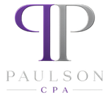 Paulson CPA logo with stylized purple and gray initials above the company name