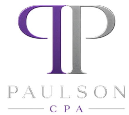 Paulson CPA logo with stylized purple and gray initials above the company name