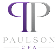 Paulson CPA logo with stylized purple and gray initials above the company name