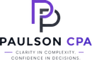 Paulson CPA logo with stylized purple and gray initials above the company name