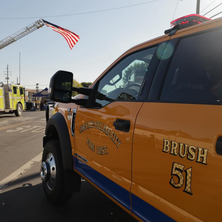 Yellow fire truck, 