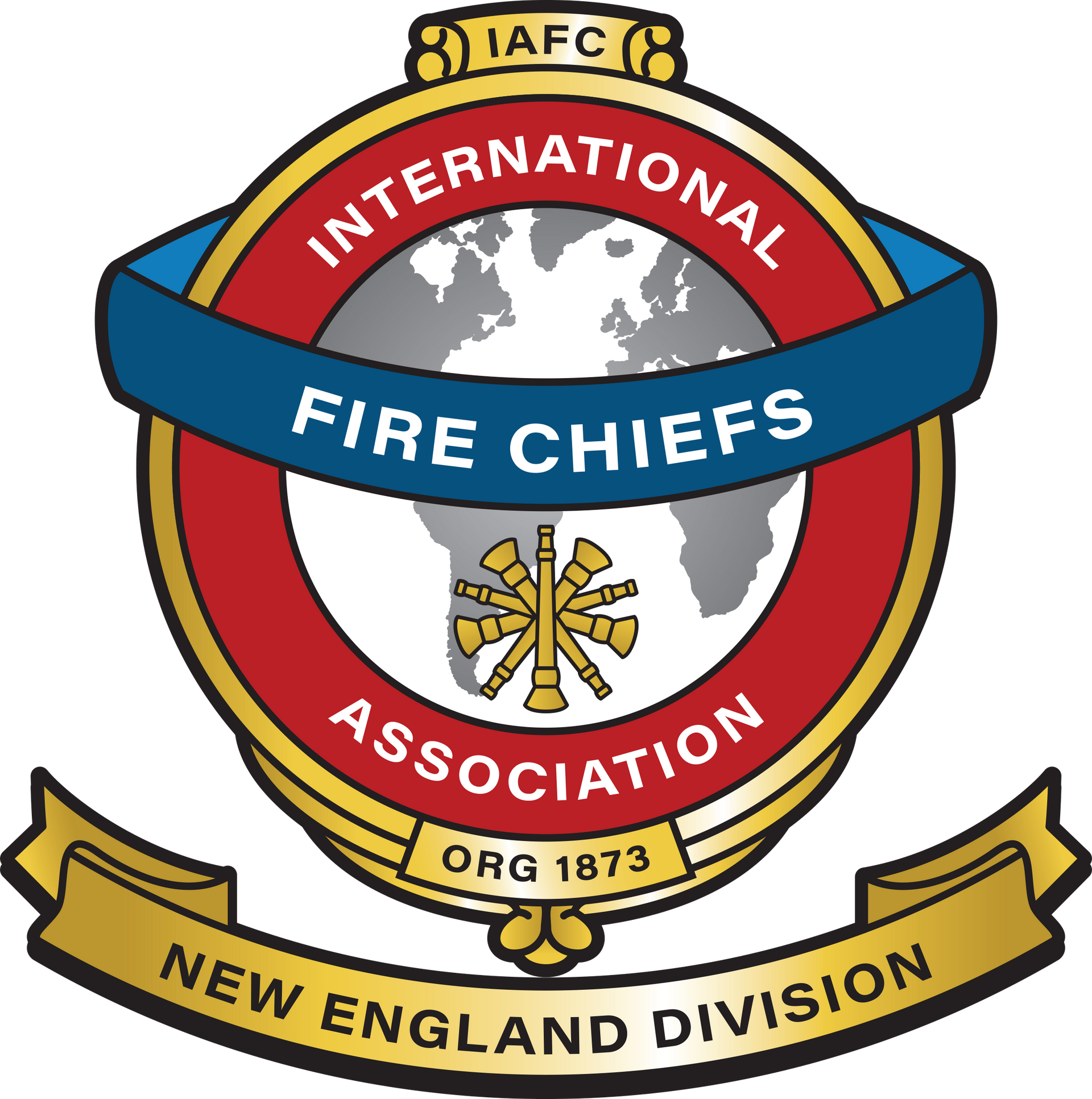 International Fire Chiefs Association New England Division emblem in red, blue, gold, and white