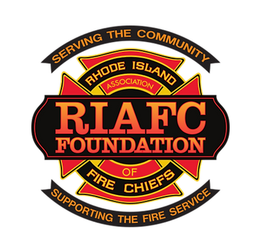 Rhode Island Association of Fire Chiefs Foundation logo with red, black, and gold emblem and “Serving the Community” text
