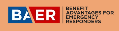 BAER logo with blue, red, and orange blocks beside “Benefit Advantages for Emergency Responders” text