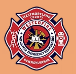 Westmoreland County Westmore Fire Department emblem on a red and blue badge, Pennsylvania