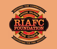 RIAFC Foundation logo with red-and-gold emblem and fire chiefs insignia, supporting Rhode Island fire service