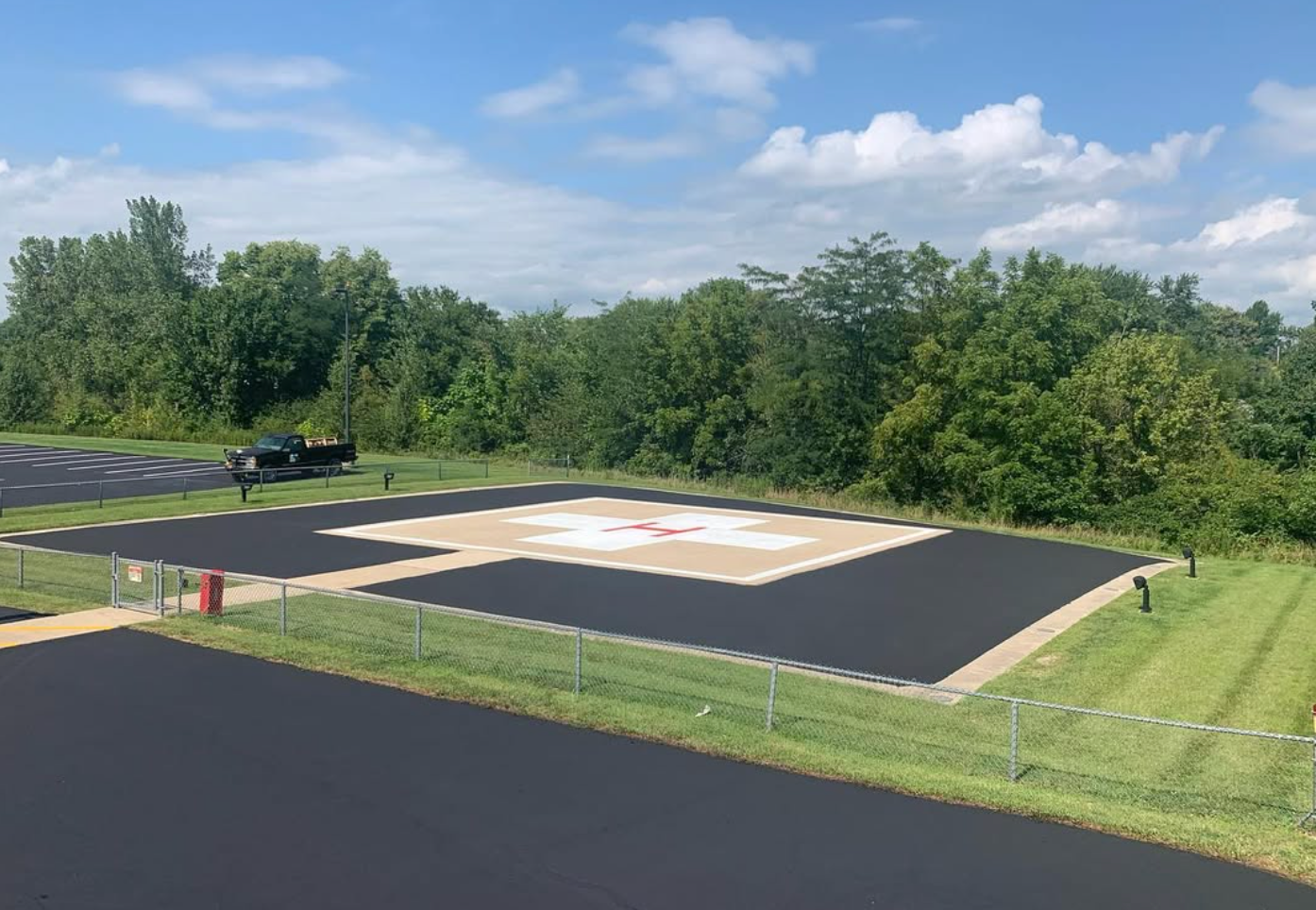 image of helicopter pad striping on asphalt
