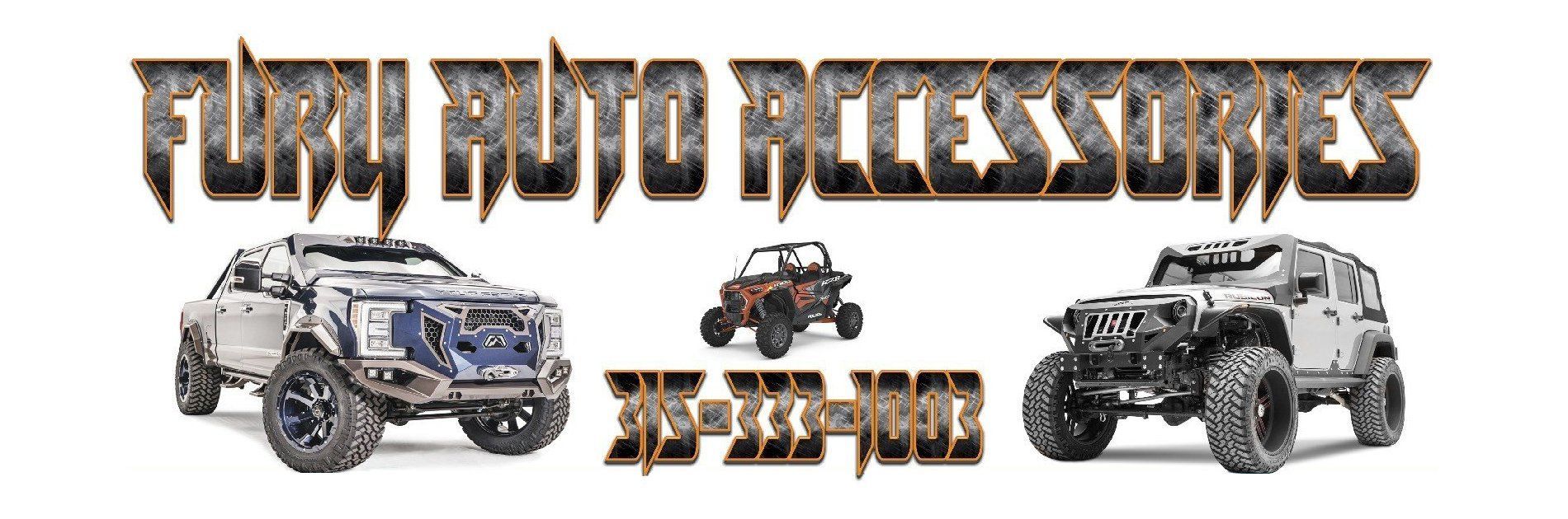 Two off-road vehicles flanking stylized title text for a mud racing event, on a white background