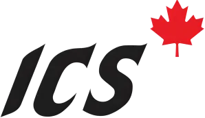 Black ICS logo with a red maple leaf in the upper right corner