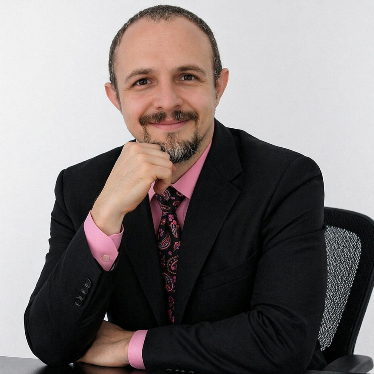 A man in a suit and tie is smiling for the camera