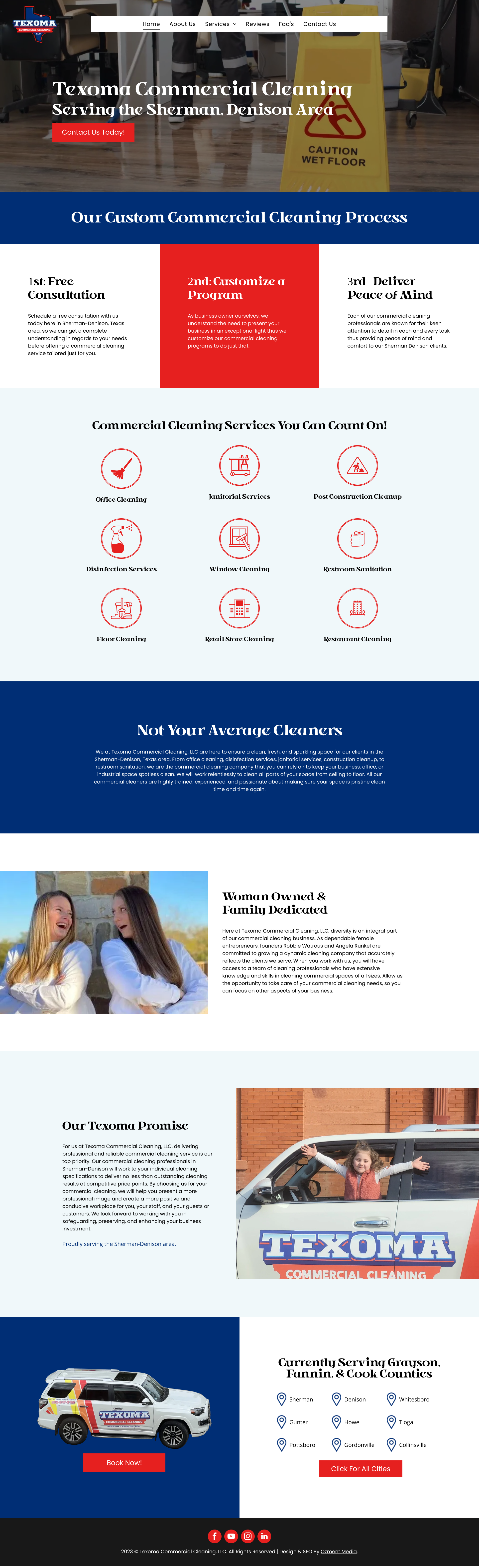 a screenshot of the website for tecoma commercial cleaning