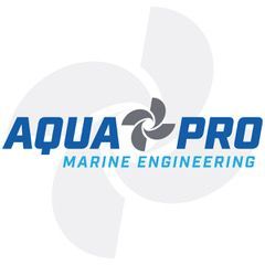 Aqua Pro Marine Engineering logo in blue and gray with a stylized circular propeller icon