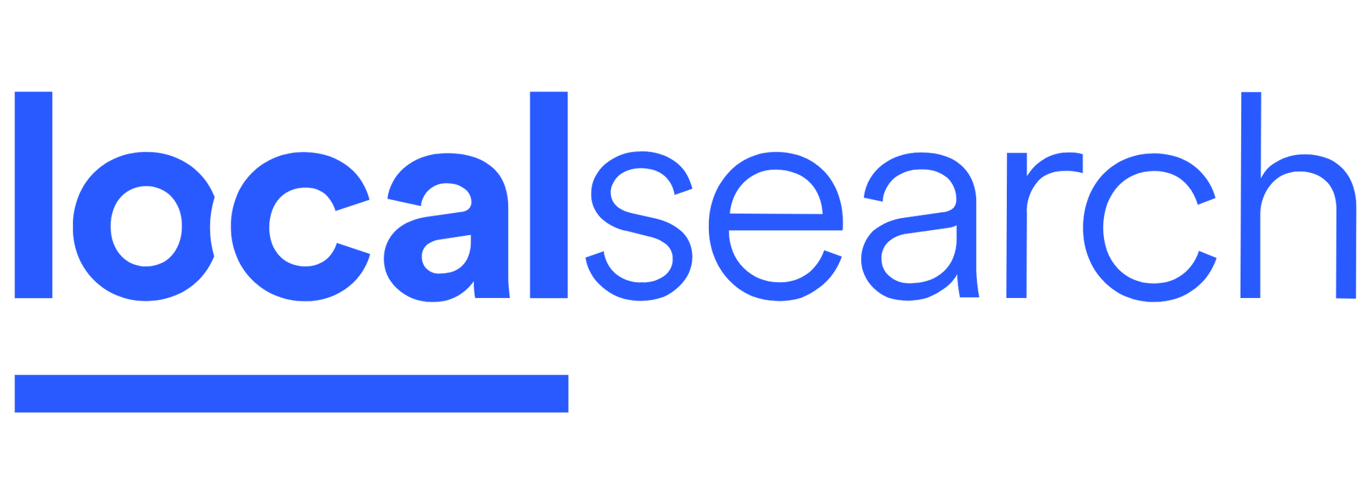 Blue “localsearch” wordmark with an underline on a white background