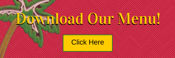 A red background with a palm tree graphic and the text 