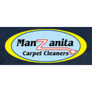 Logo for Manzanita Carpet Cleaners: oval with company name, red and blue graphic of a carpet cleaner.