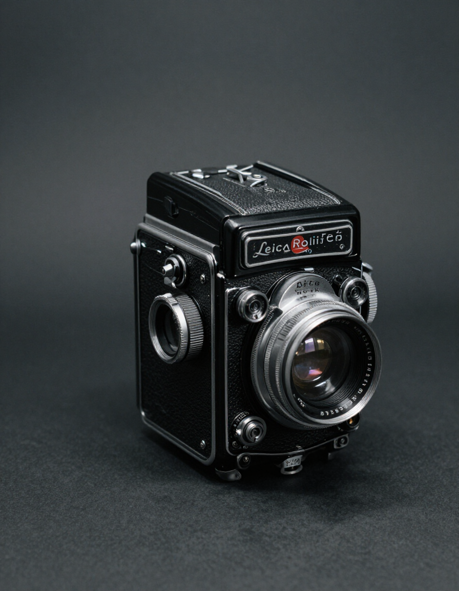Restored classic rangefinder camera on workshop bench