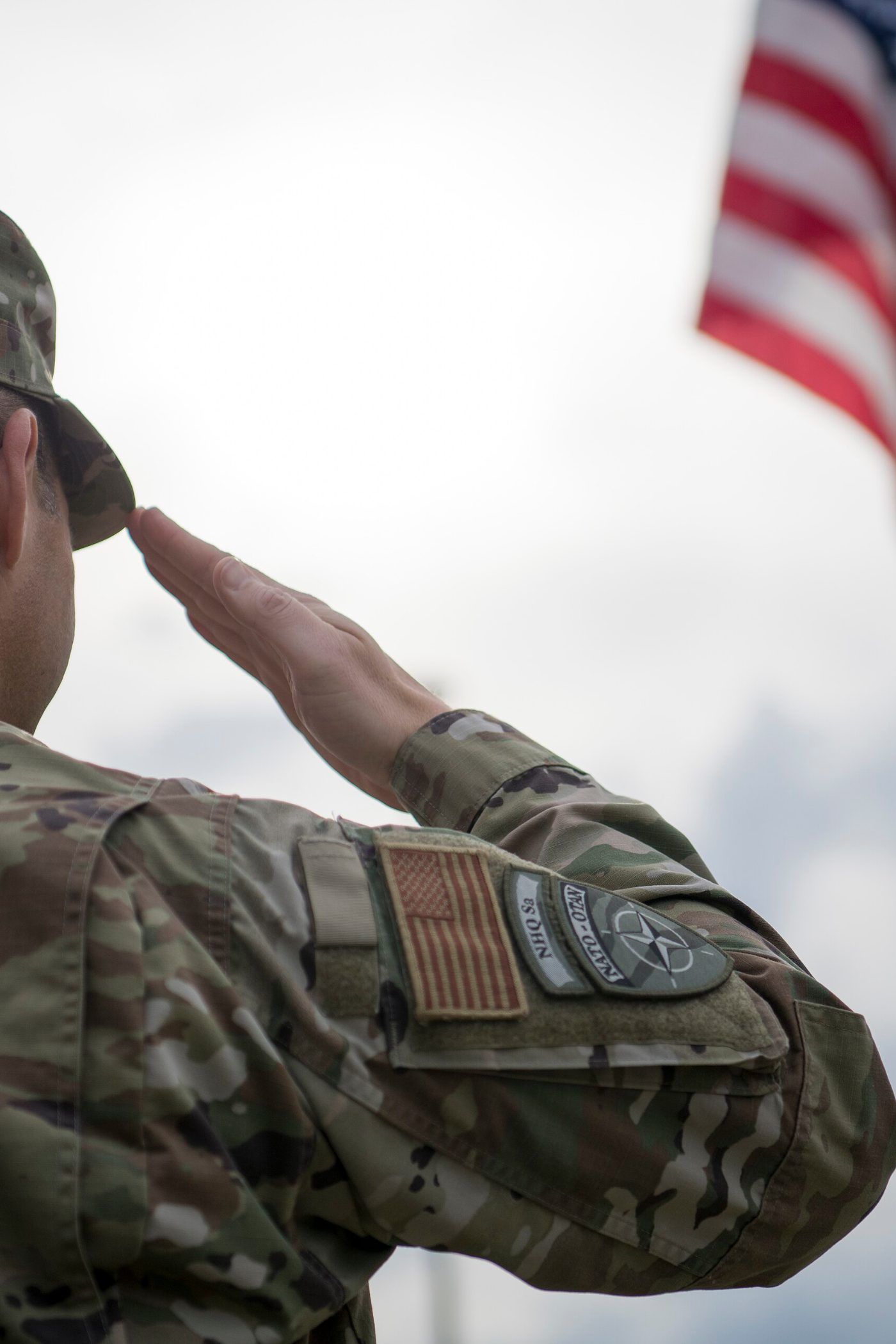 A United States soldier rendering a hand salute