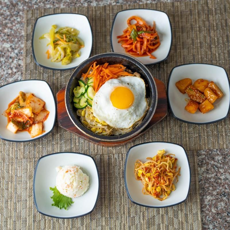Korean BBQ catering spread on platters