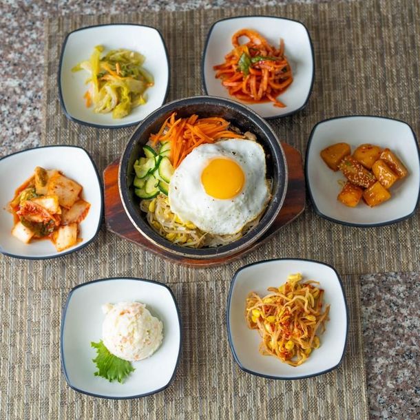 Korean BBQ catering spread on platters
