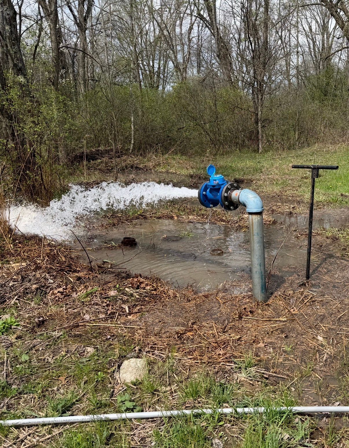 Gallons per minute flow testing a well for a village.