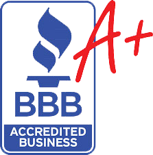BBB Accredited Business logo with red A+ rating mark