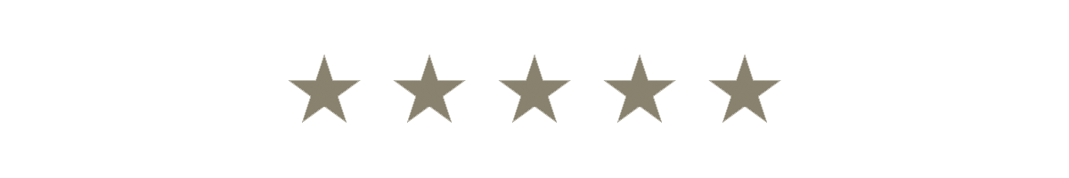 Five gray star icons in a row on a white background