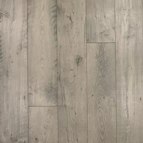 Light gray wood plank flooring with a subtle weathered grain pattern