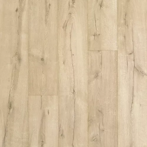 Light beige wood plank flooring with subtle grain patterns and seams
