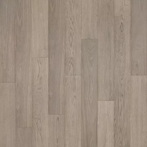 Light gray wood plank flooring with subtle grain patterns and varied plank widths