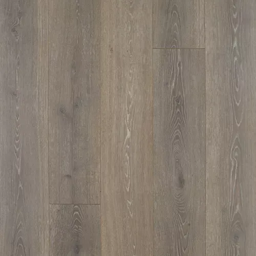 Gray-brown wood plank floor with subtle grain patterns and vertical seams