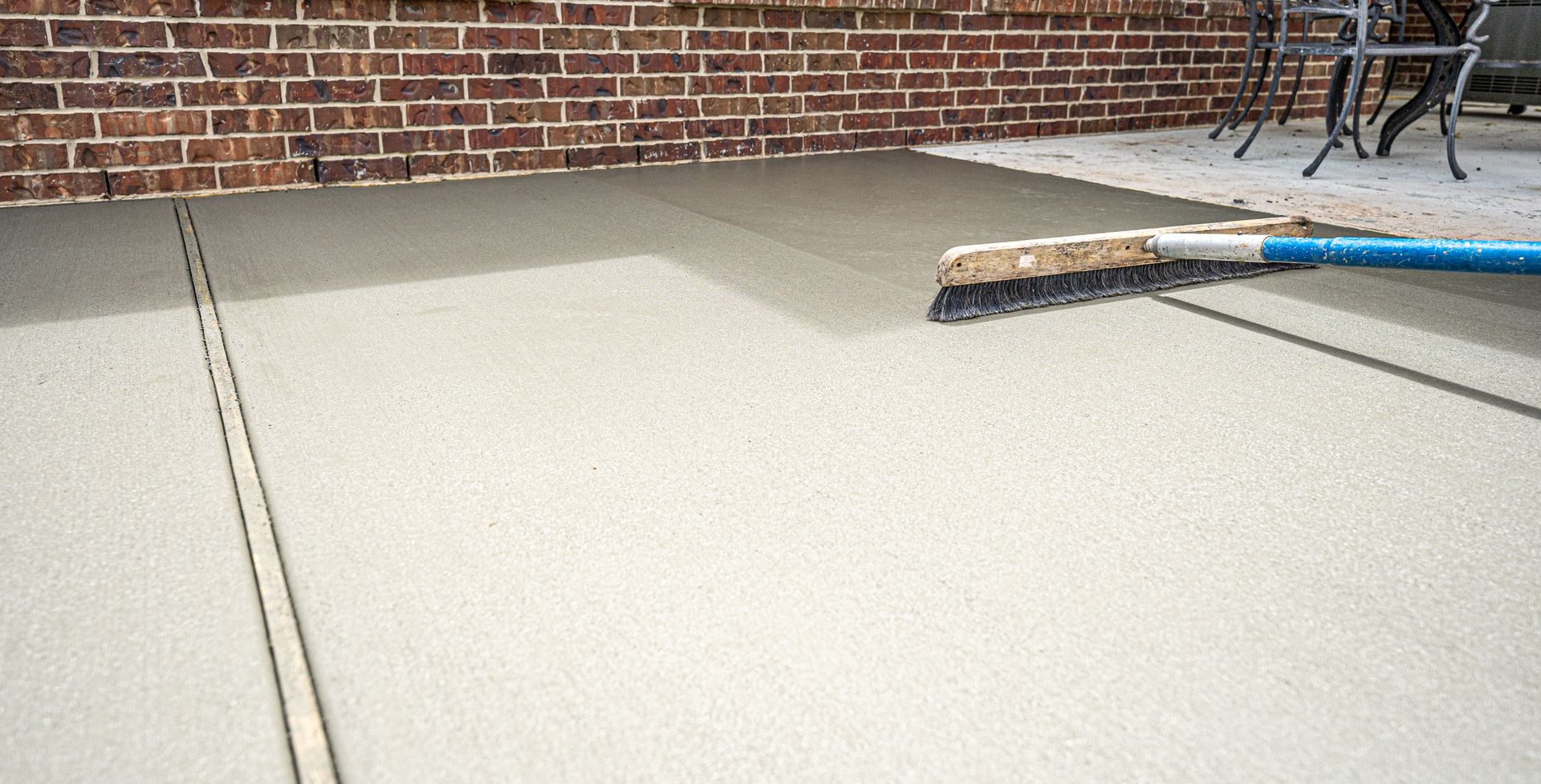 Broom finished concrete patio