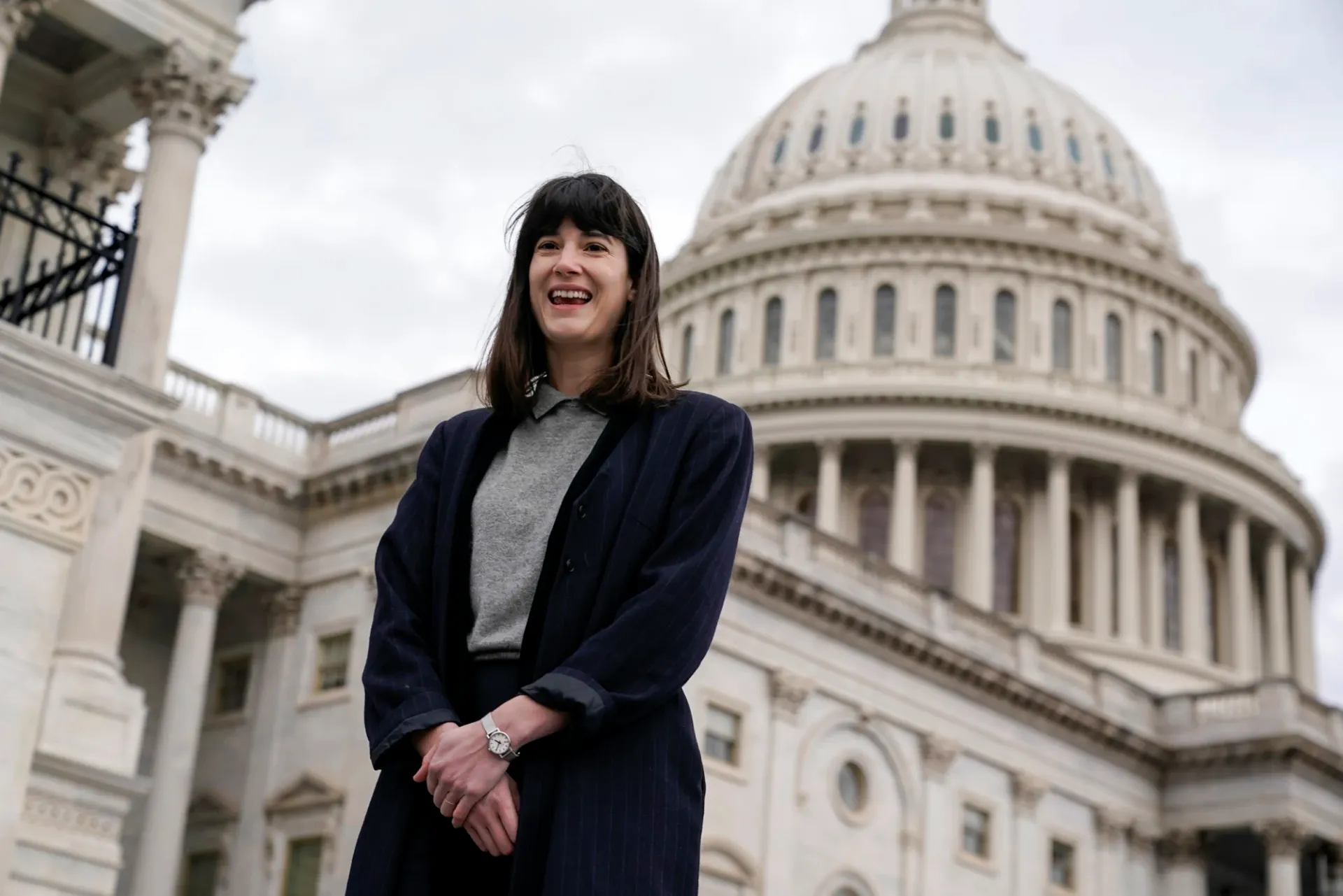 Rep.-elect Marie Glusenkamp Perez, D-Wash., joins new members of the House of Representatives on the steps of the Capitol for a group photo on Nov. 15, 2022.J. Scott Applewhite / AP