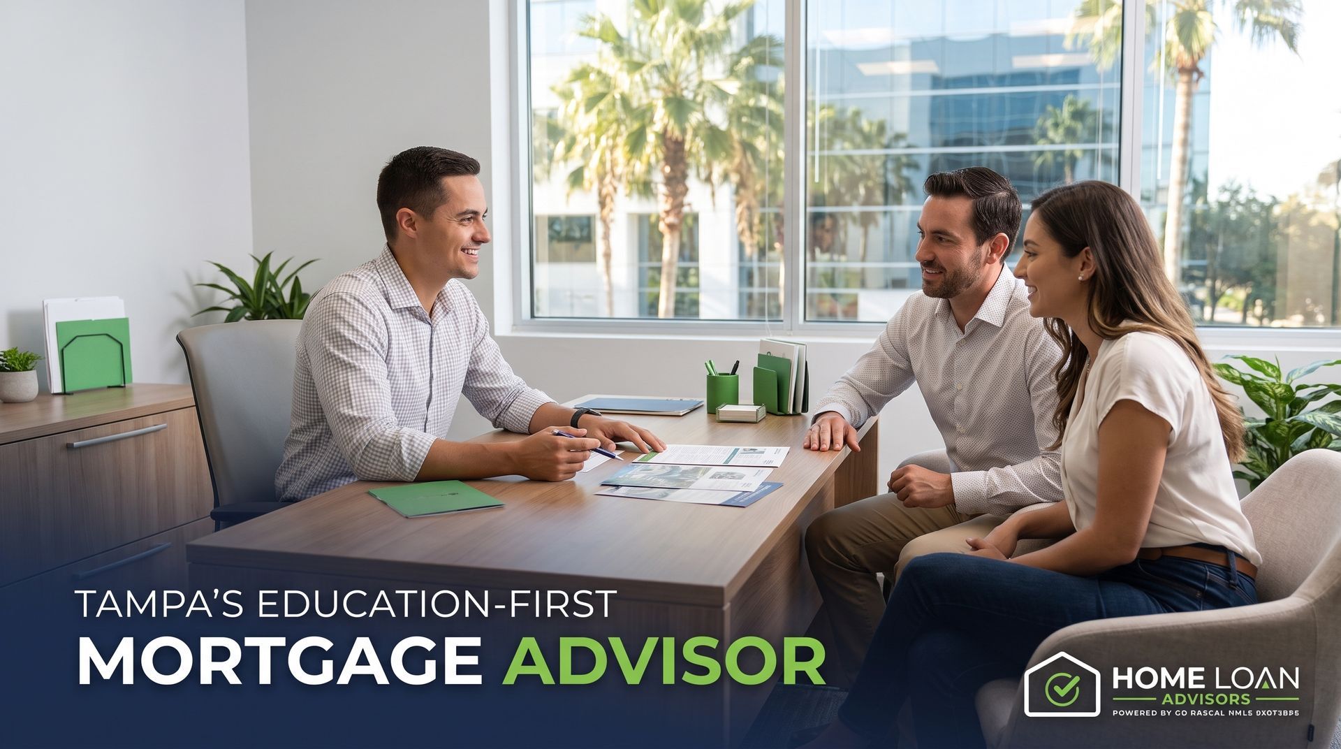Tampa mortgage broker Josh Jampedro reviewing home loan options with buyers at Home Loan Advisors in